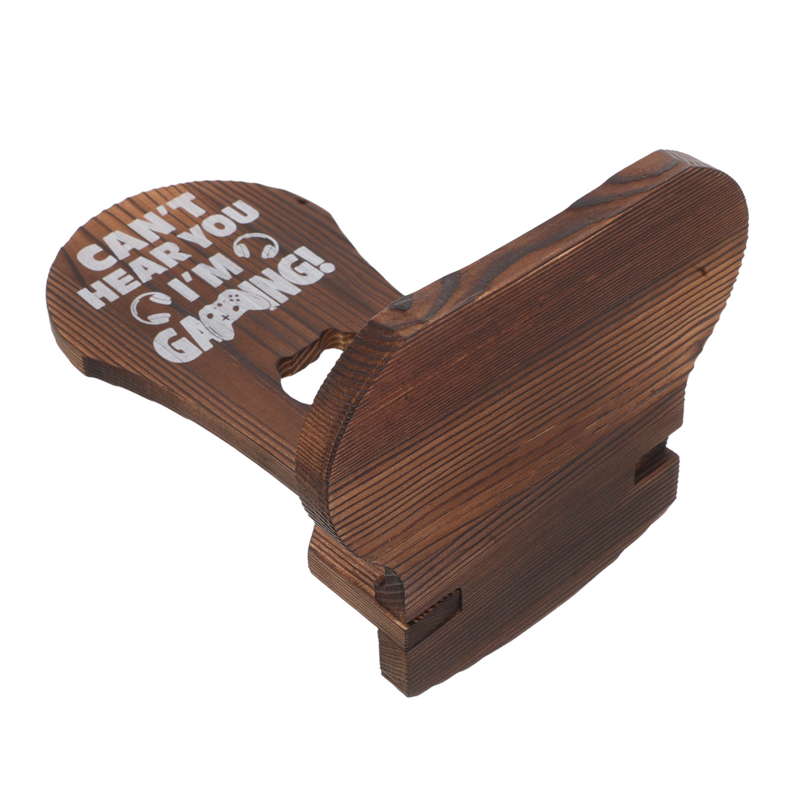 Desk Setup Minimalist - Gaming Headphone Stand Wood Desktop Organizer