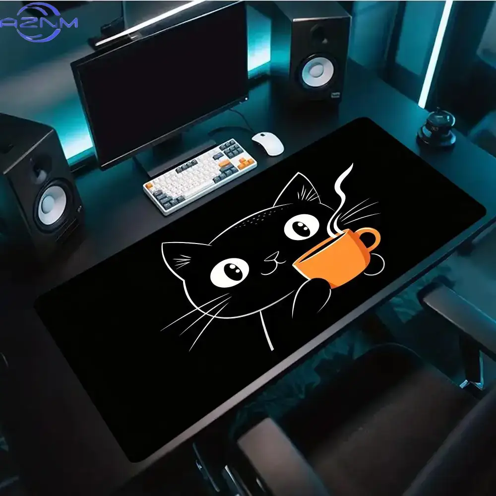 Cute Line Art Cat Hold Coffee  - đánh giá và giá Desk Setup Pc And Laptop
