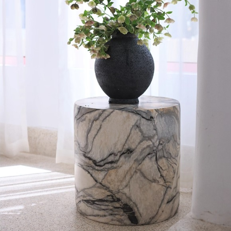 Black White Side Tables Cylind - đánh giá và giá Desk Setup Minimalist