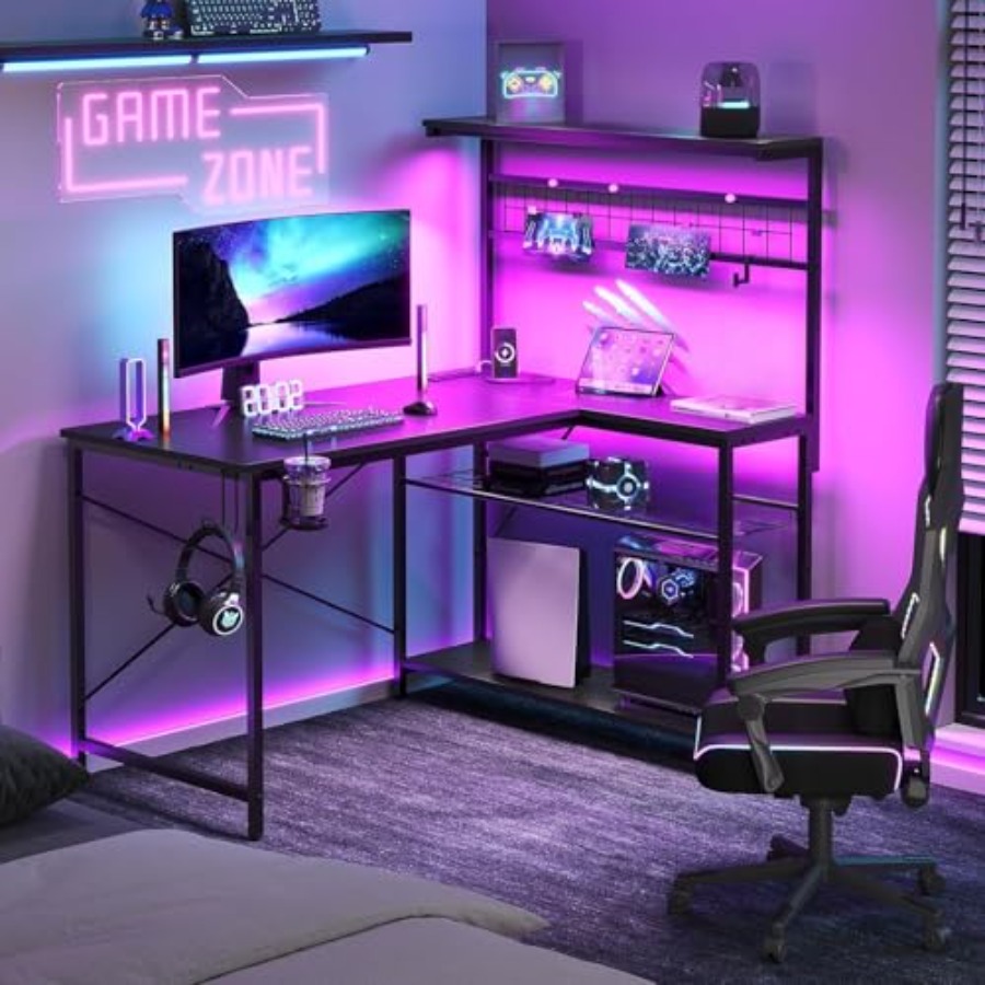 42 L Gaming Desk with Power Ou - đánh giá và giá Desk Setup L Shaped